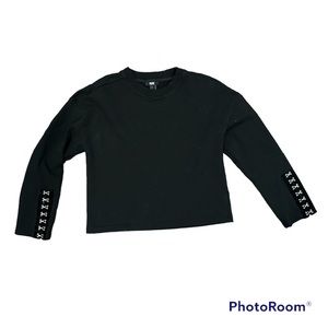 Paige Womens Cotton Hook & Eye Velvet Trim Crew Neck Sweater Black Size S